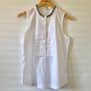 J. Crew Jeweled Neck Tuxedo Shirt